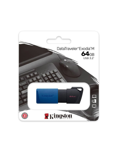 MEMORIA USB KINGSTON DATATRAVELER EXODIA M 64GB AZUL