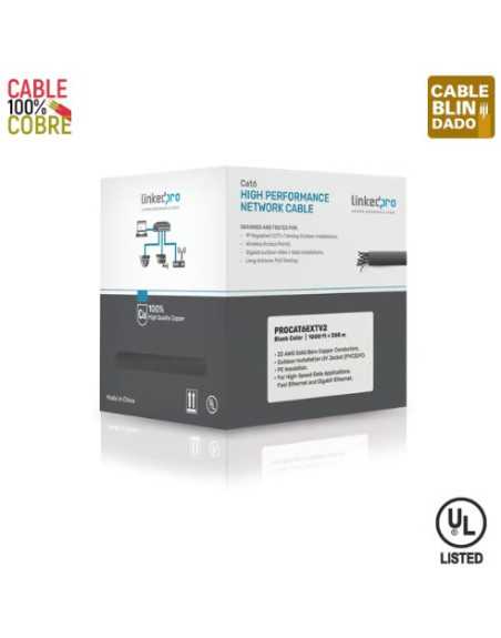 Bobina LINKED PRO PRO-CAT-6-EXT-V2 305mts Cat6+ CALIBRE 23 Exterior Blindado